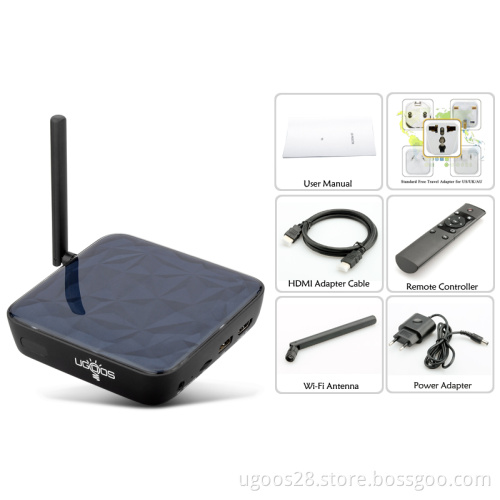 Ugoos Ut3 Dualboot Smart TV Box-Rockchip Rk3288 Quad Core 2GB RAM 16GB ROM Android 4.4.2 TV Box with HDMI in/out, H. 265, Bluetooth, WiFi